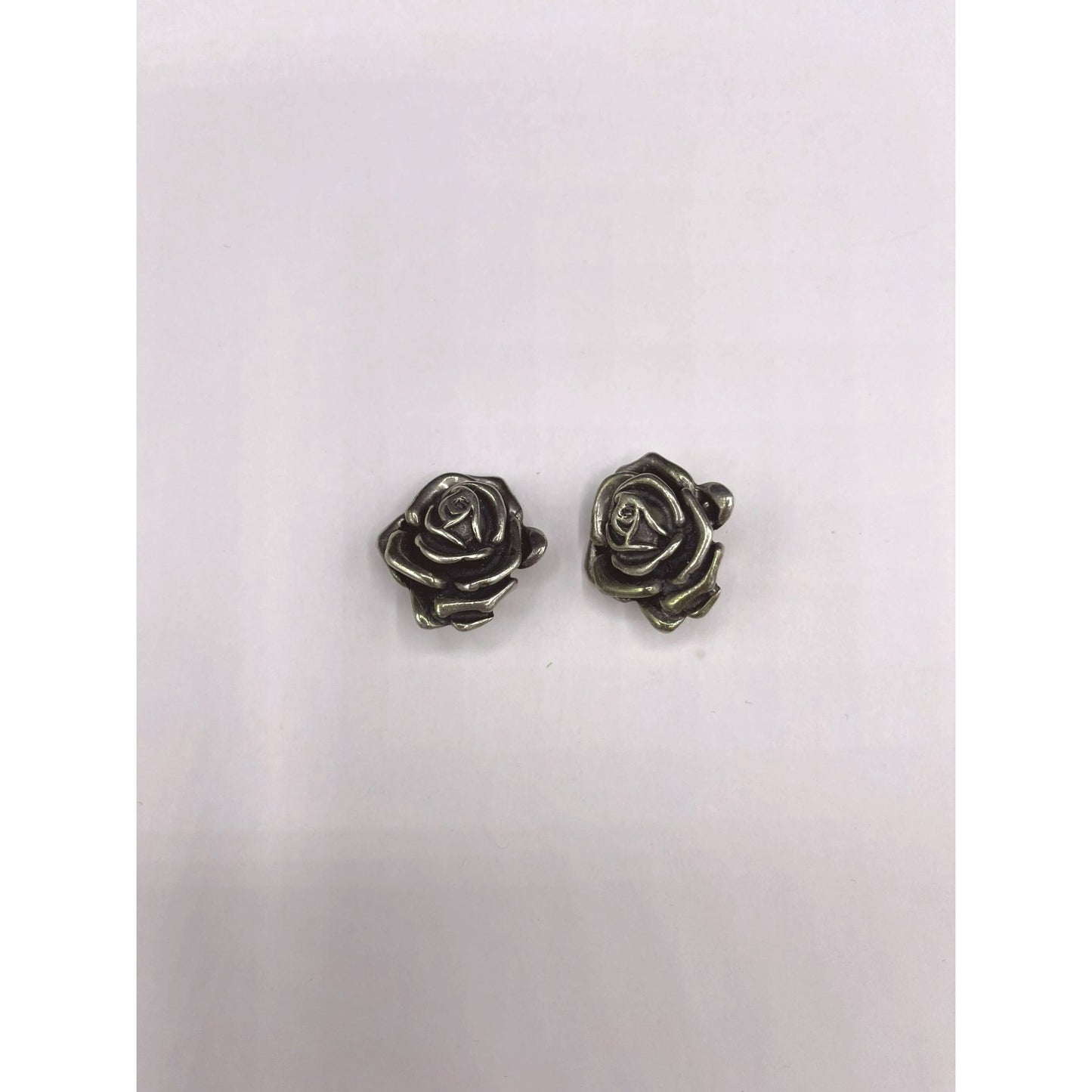 .925 Silver Vintage Mark JM Rose Clip On Earrings Size Large