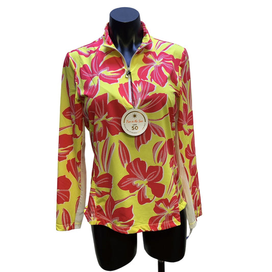 NWT Tail Yellow, Pink, & White 1/4 Zip Workout/Golf Pullover Size Medium