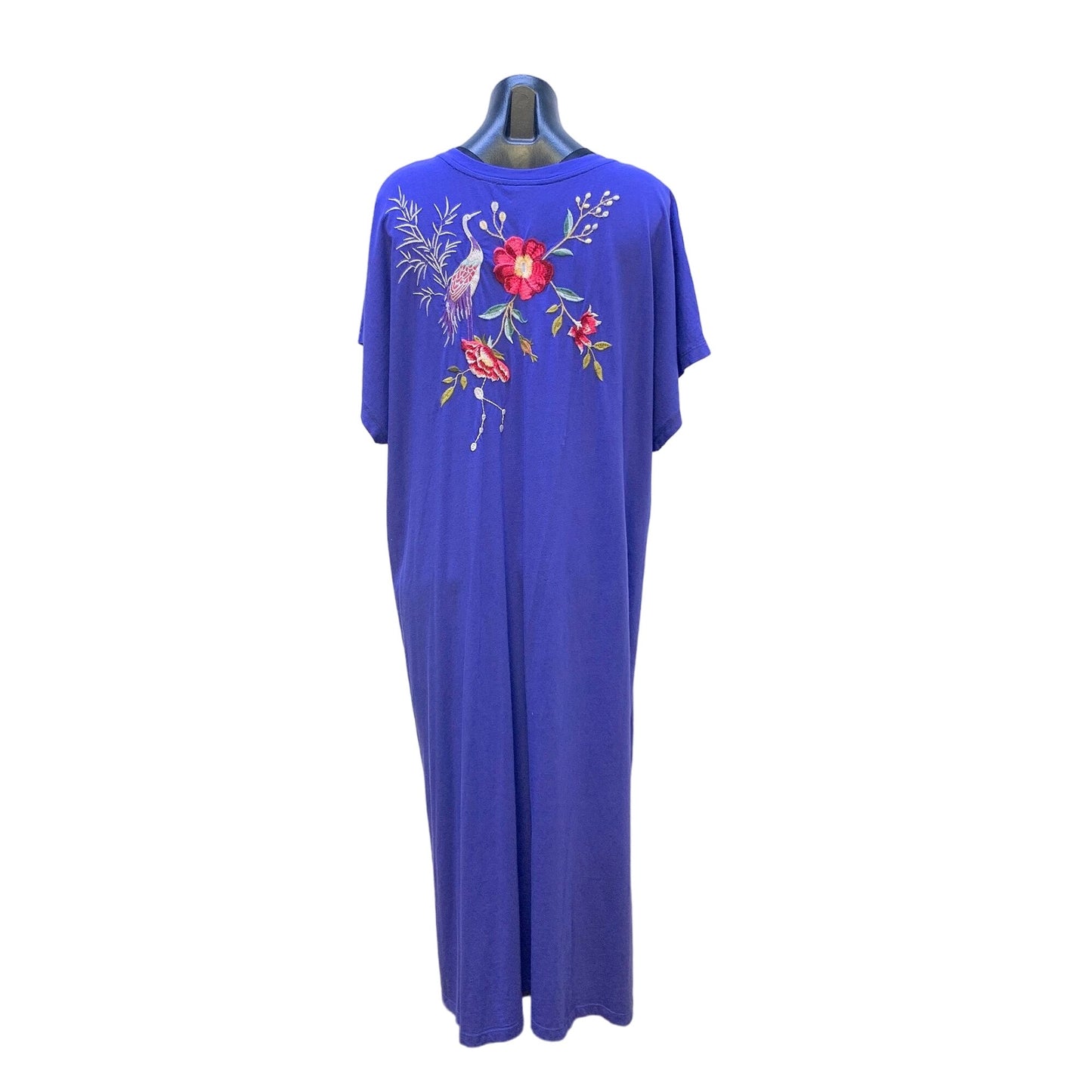 NWT Johnny Was Embroidered Floral Blue Purple Dress L