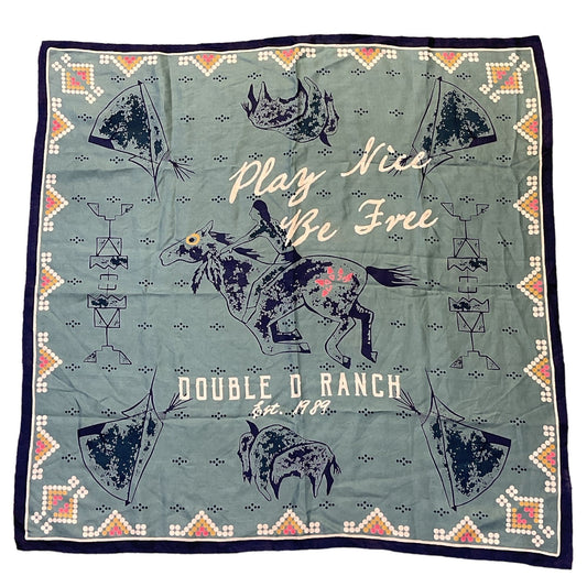 Double D Ranch "Play Nice Be Free" Bandana Scarf Teal Multi