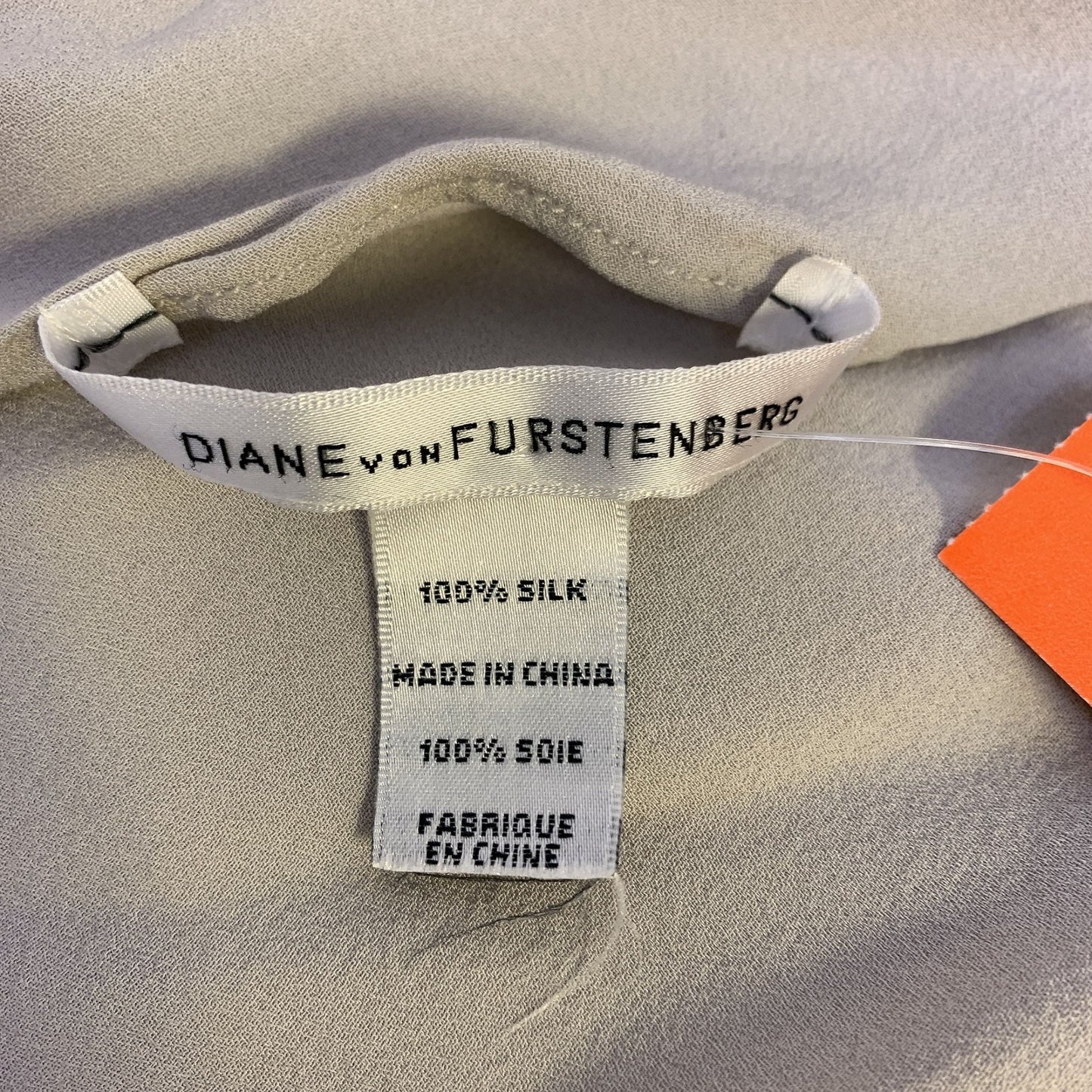 Diane Von Furstenberg Gray & Orange Silk Sleeveless Dress Size Small