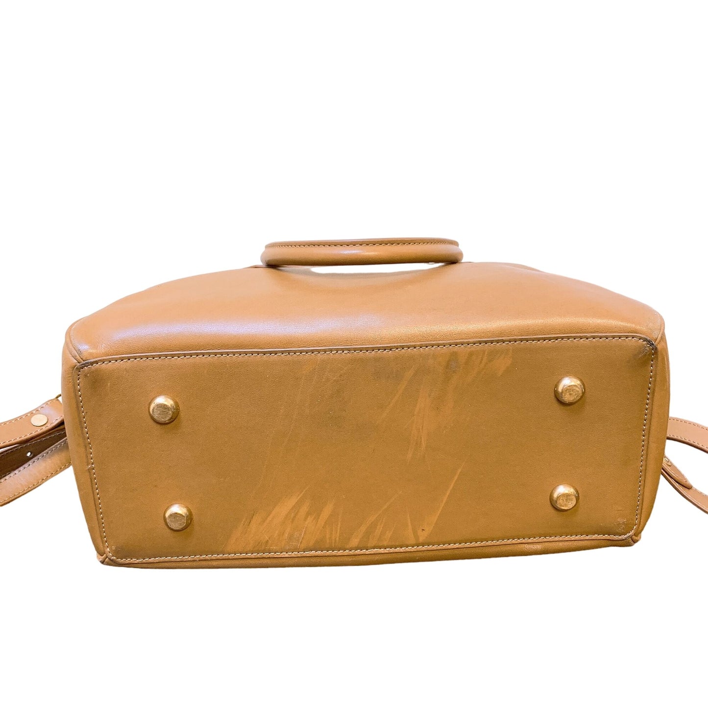 J.W. Hulme Legacy Satchel Bag - Tan Leather Gold Hardware Dual Handles Removable Strap