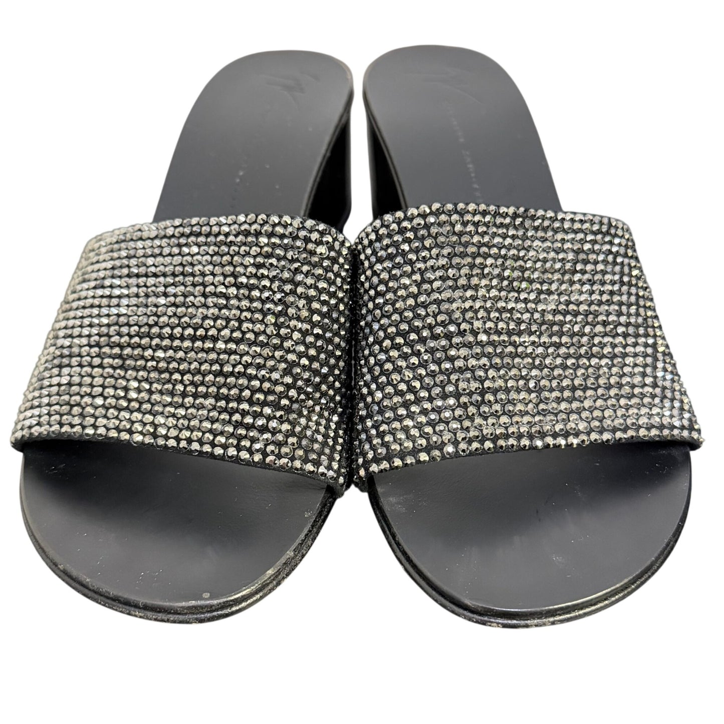 Giuseppe Zanotti Black Crystal Embellished Slide Sandals Size 8