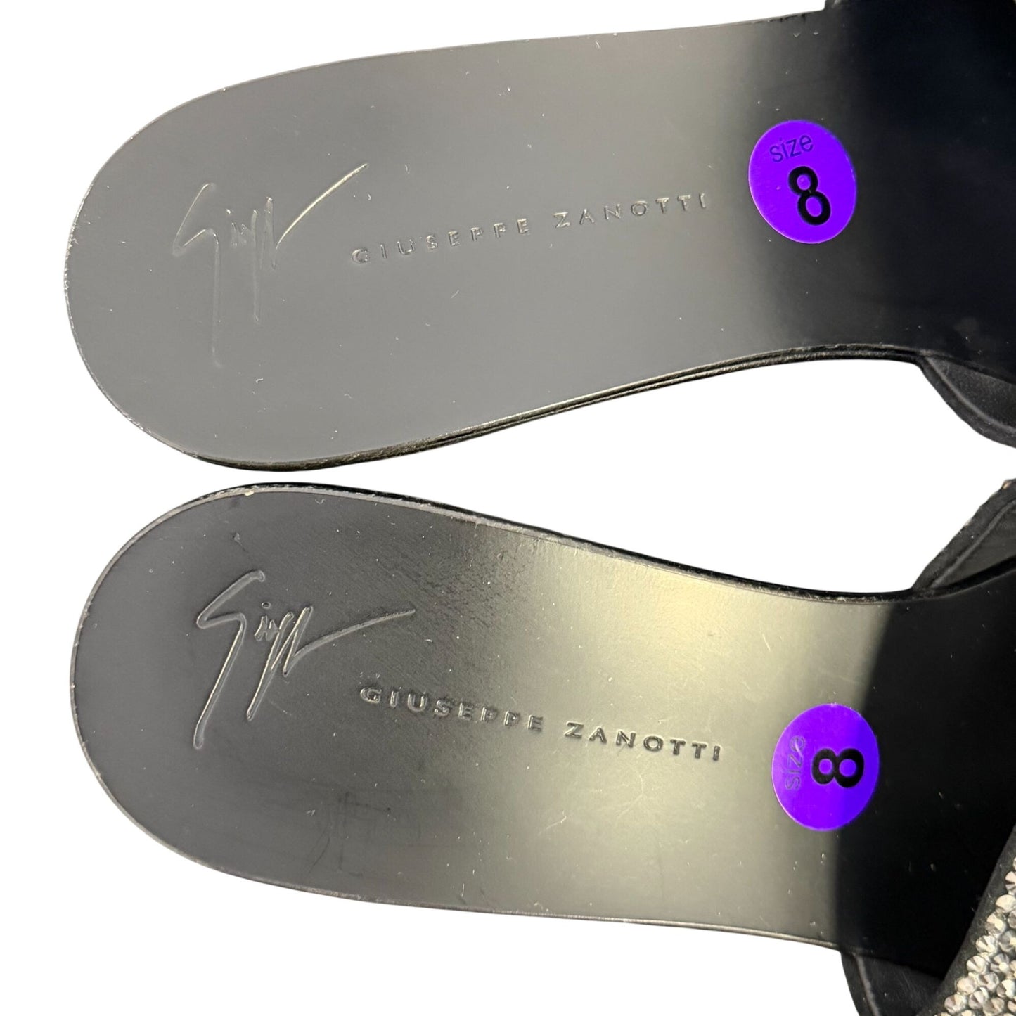 Giuseppe Zanotti Black Crystal Embellished Slide Sandals Size 8