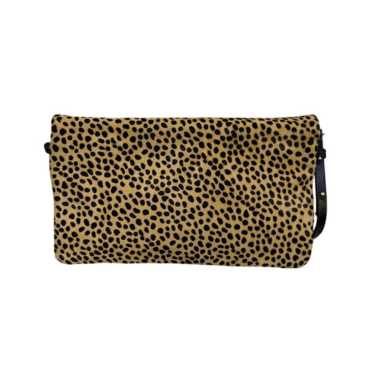 Covet Stella & Dot Animal Print Black Leather Crossbody Bag With Adjustable Strap