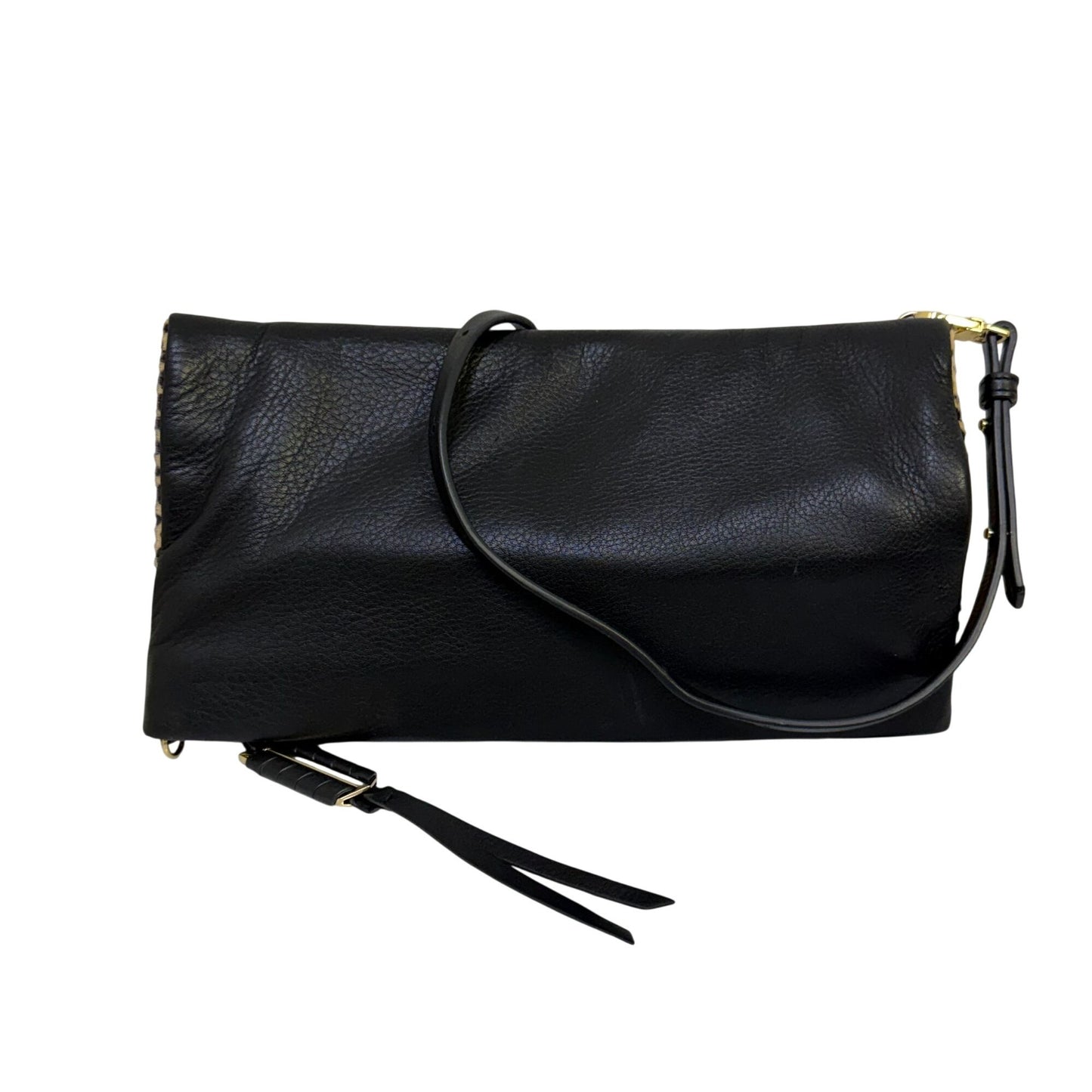 Covet Stella & Dot Animal Print Black Leather Crossbody Bag With Adjustable Strap