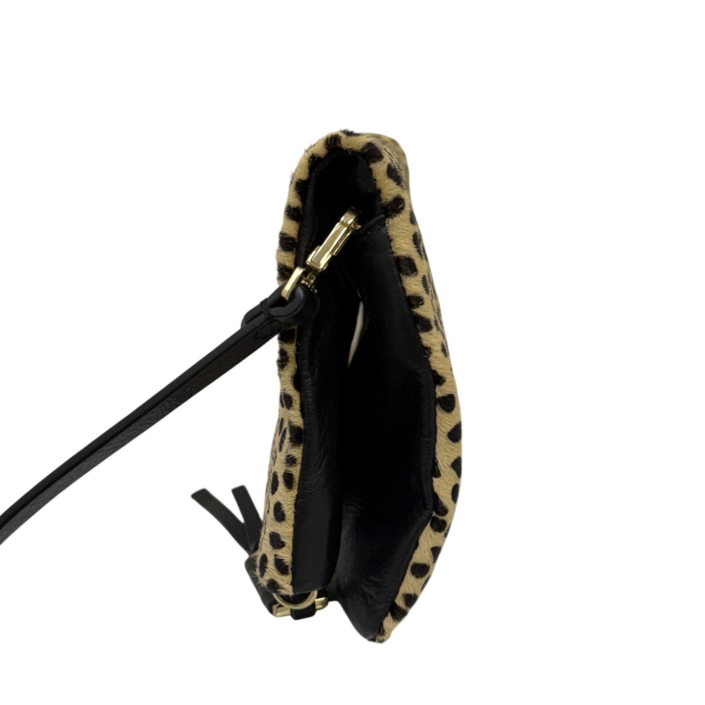 Covet Stella & Dot Animal Print Black Leather Crossbody Bag With Adjustable Strap