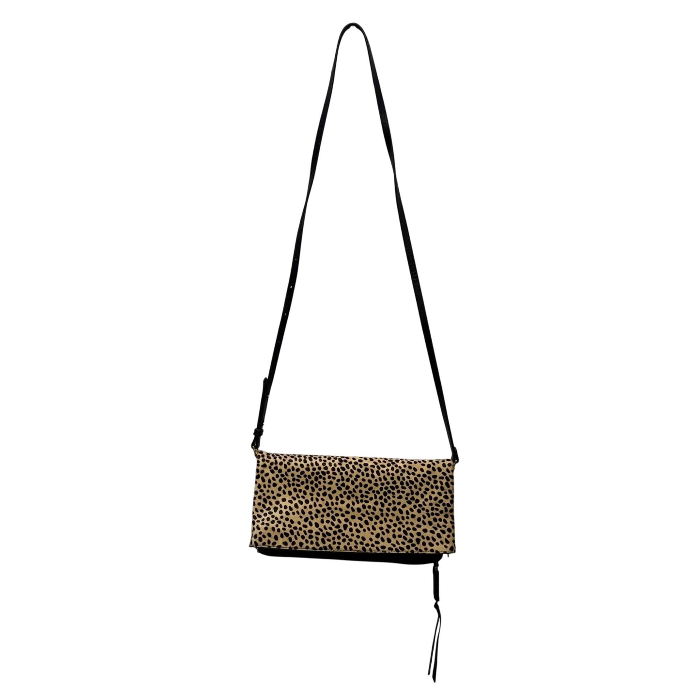 Covet Stella & Dot Animal Print Black Leather Crossbody Bag With Adjustable Strap