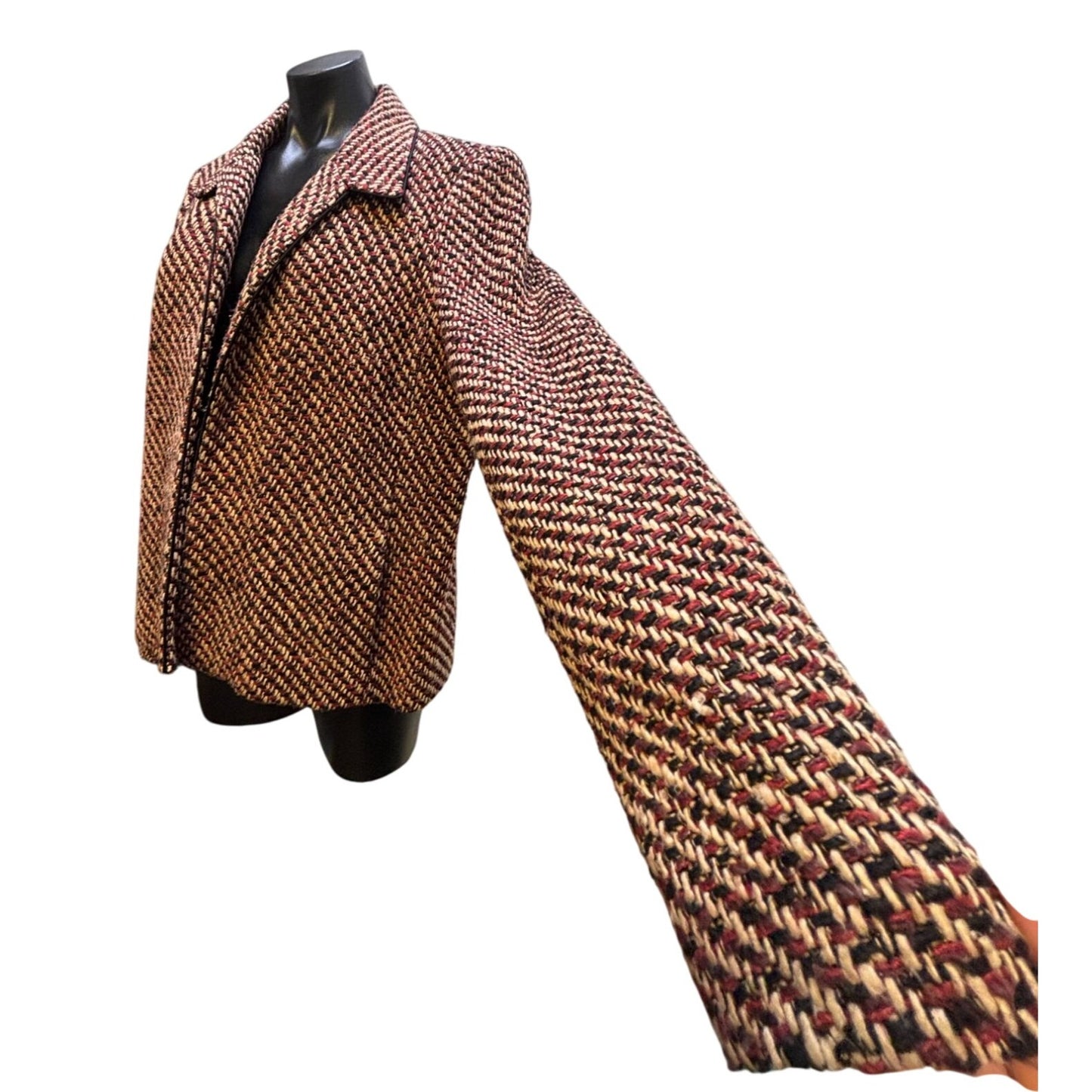Doncaster Silk Tweed Jacket Brown & Red Size 12