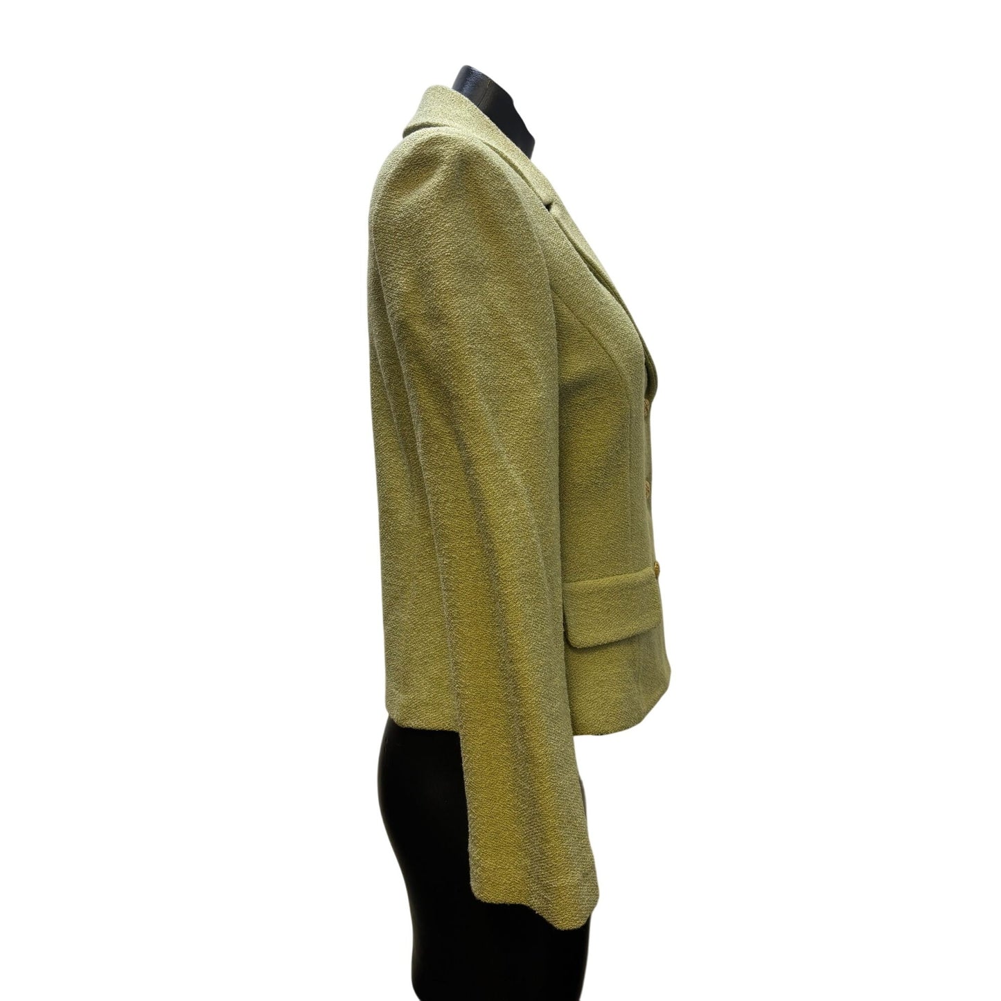 St John Cropped Textured Green Button-Up Jacket Size 6