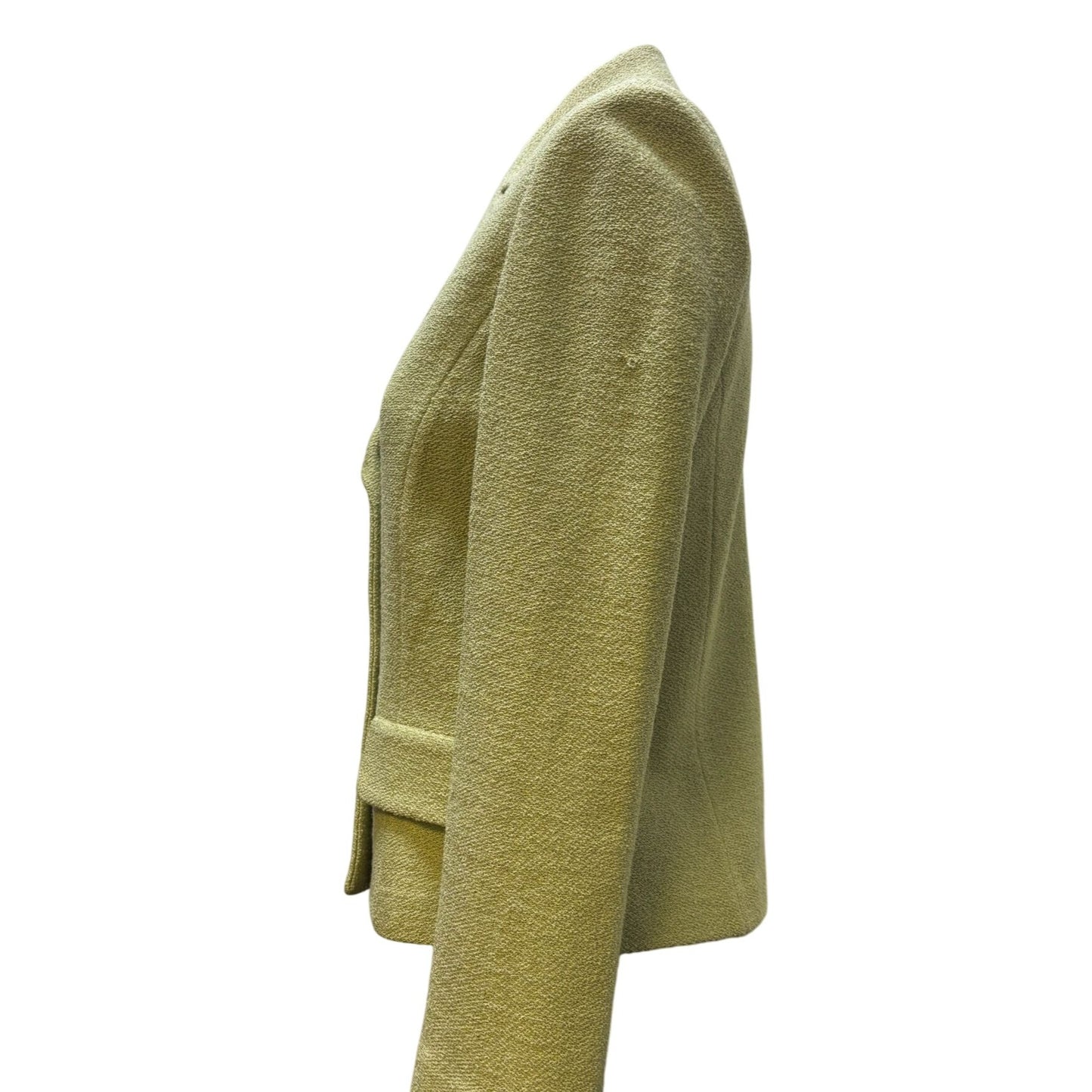 St John Cropped Textured Green Button-Up Jacket Size 6