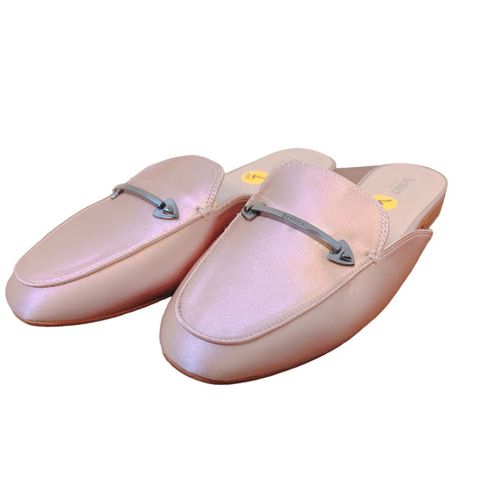 Botkier Light Pink Satin Slip-On Mules With Metal Embellishment 7