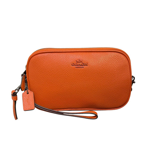 Coach Leather Crossbody Bag With Double Zippers Orange