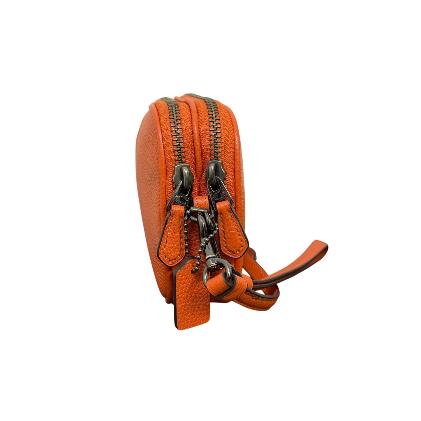 Coach Leather Crossbody Bag With Double Zippers Orange