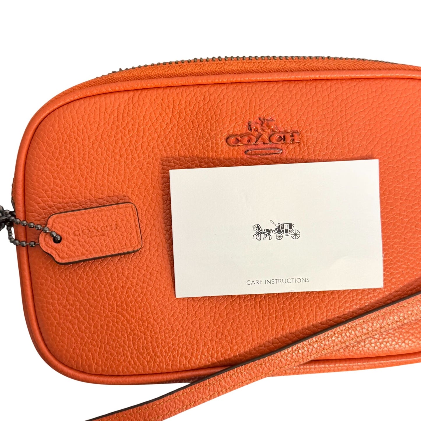 Coach Leather Crossbody Bag With Double Zippers Orange