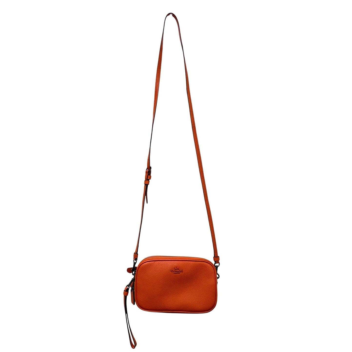 Coach Leather Crossbody Bag With Double Zippers Orange