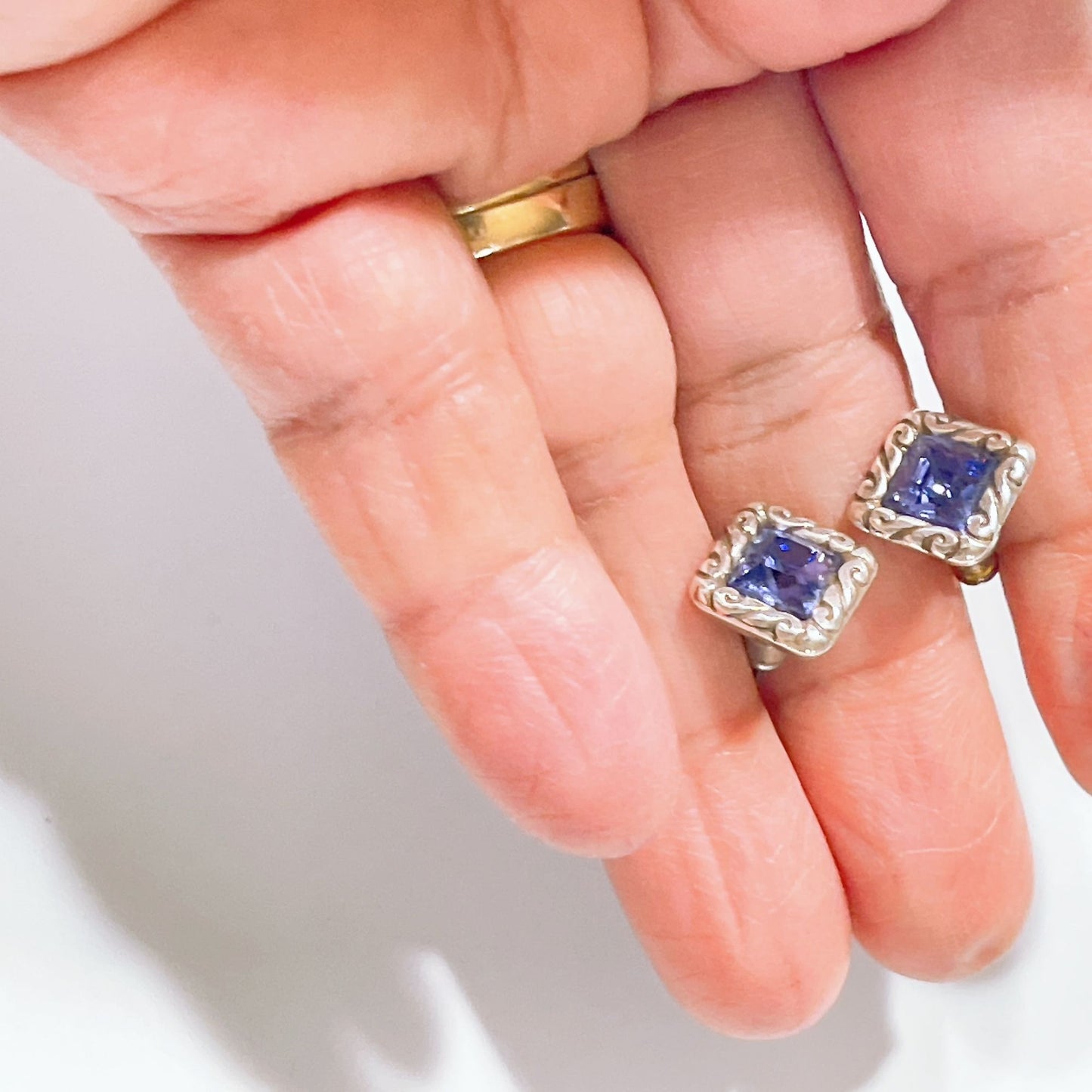 Brighton Regina Purple Crystal Stud Earrings