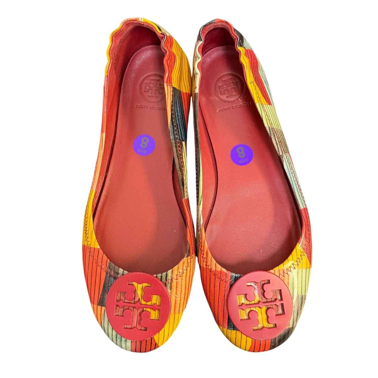 Tory Burch Red Multi-Color Ballet Flats Size 8
