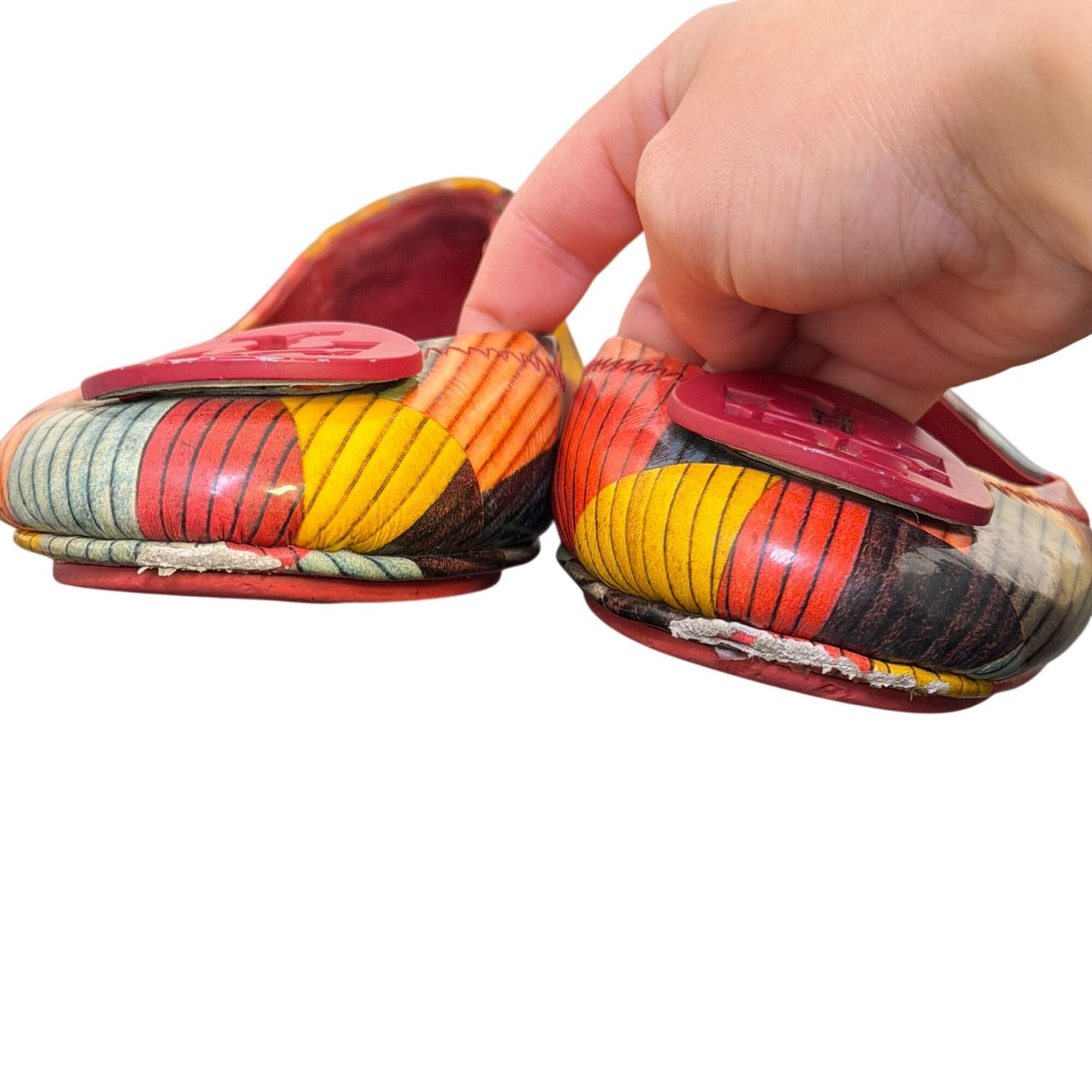 Tory Burch Red Multi-Color Ballet Flats Size 8