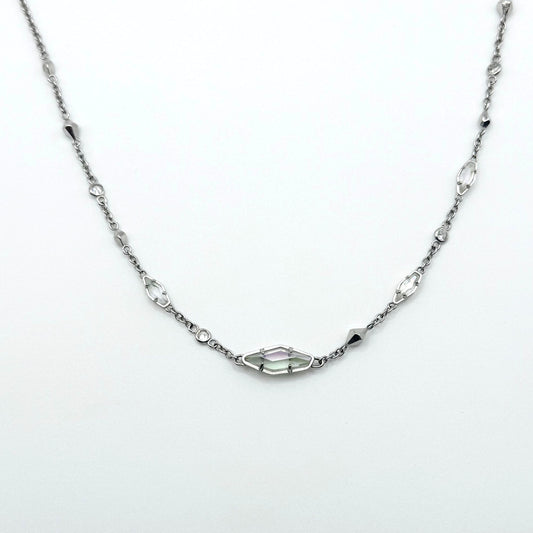 Kendra Scott Debra Choker Adjustable Necklace Silver Tone With Iridescent Stones
