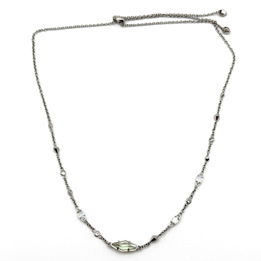 Kendra Scott Debra Choker Adjustable Necklace Silver Tone With Iridescent Stones