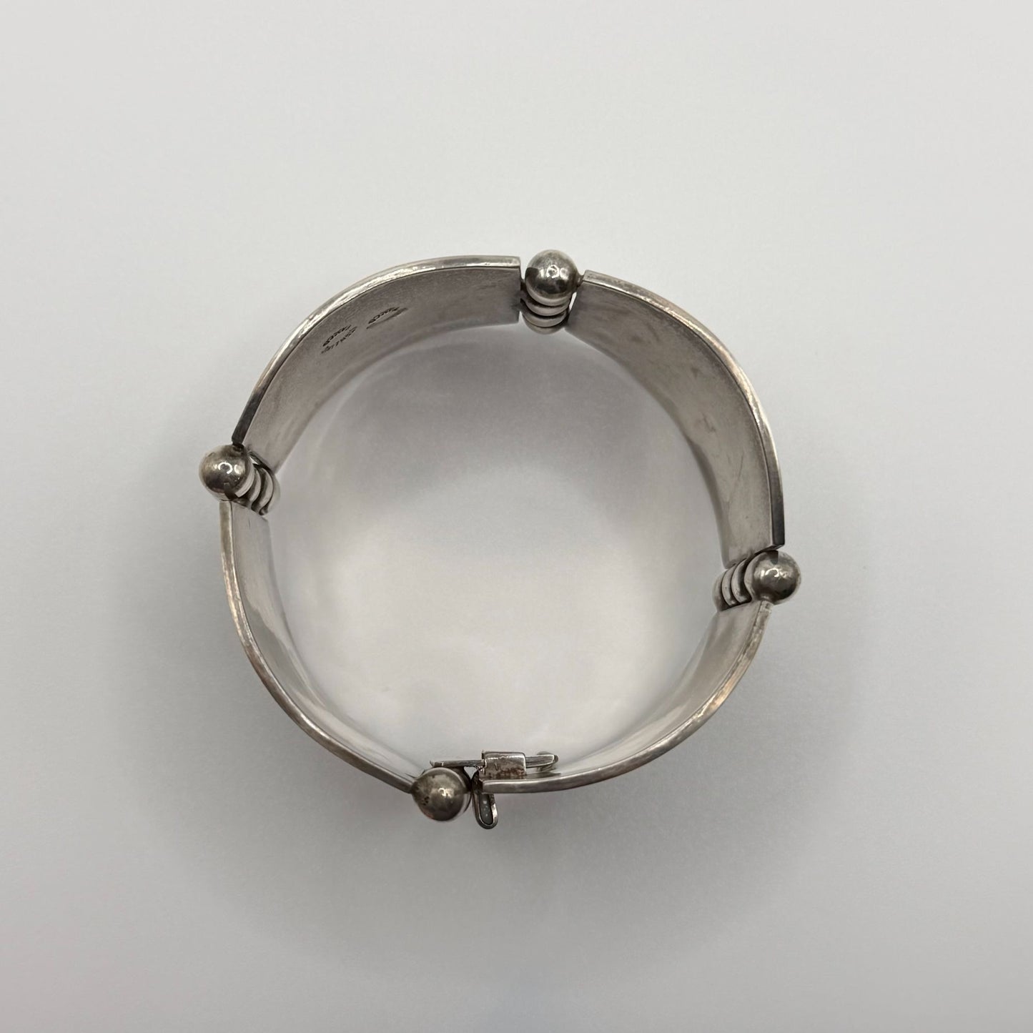 Taxco Vintage Sterling Silver Bracelet With Inlaid Tribal Jaguar Design