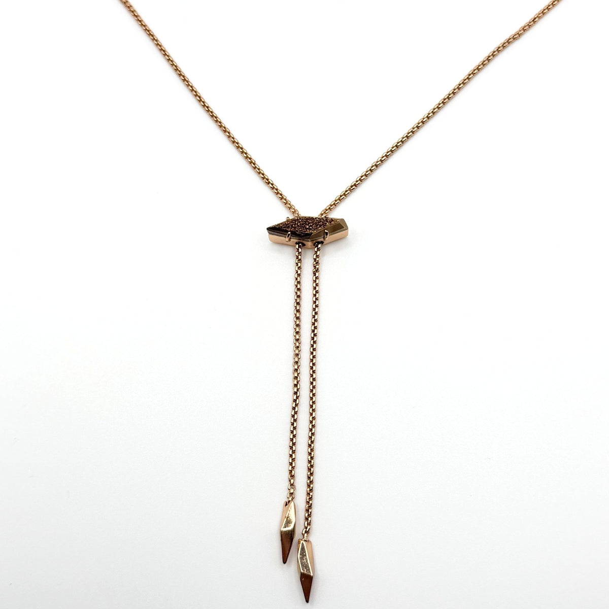 Kendra Scott Cheska Rose Gold Druzy Necklace Adjustable Lariat