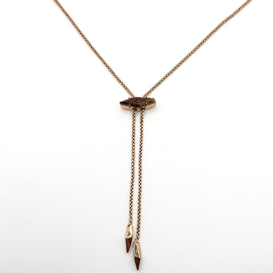 Kendra Scott Cheska Rose Gold Druzy Necklace Adjustable Lariat