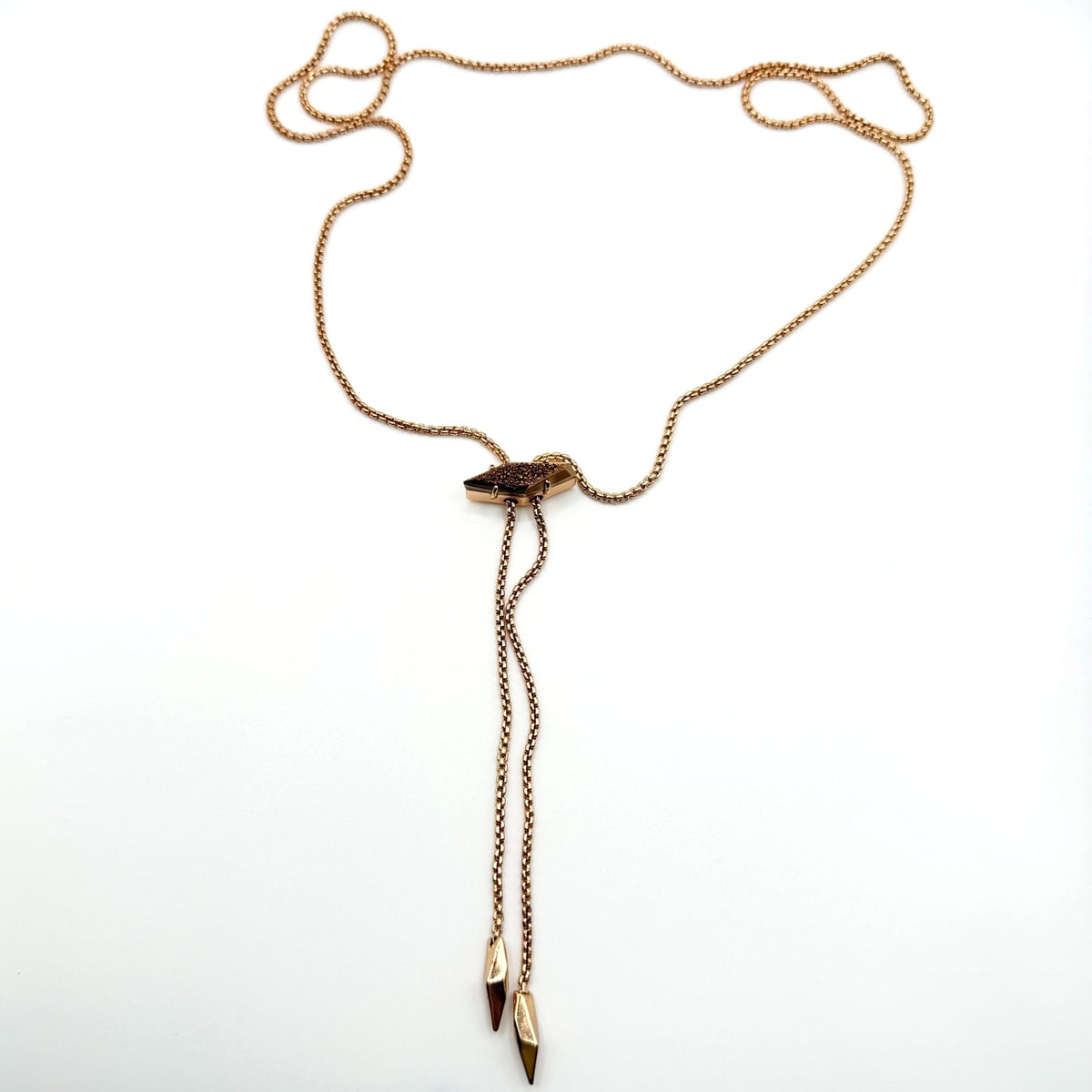 Kendra Scott Cheska Rose Gold Druzy Necklace Adjustable Lariat
