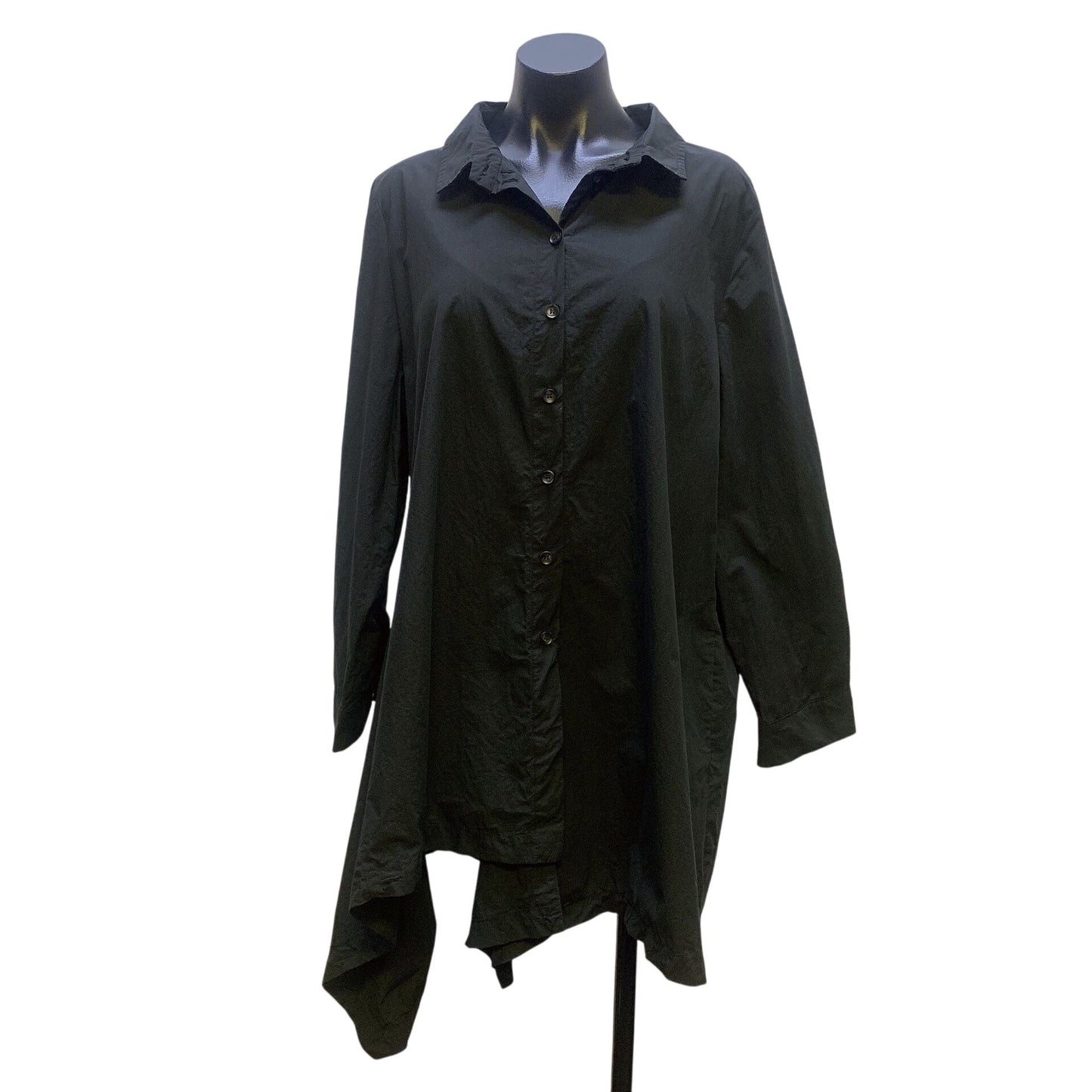 Urban By Alembika Black Asymmetrical Hem Button Tunic Blouse Size 16 (Alembika 5)