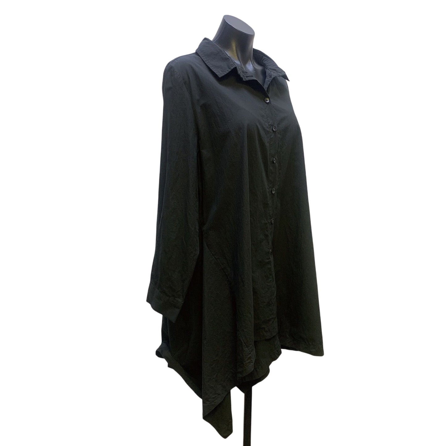Urban By Alembika Black Asymmetrical Hem Button Tunic Blouse Size 16 (Alembika 5)