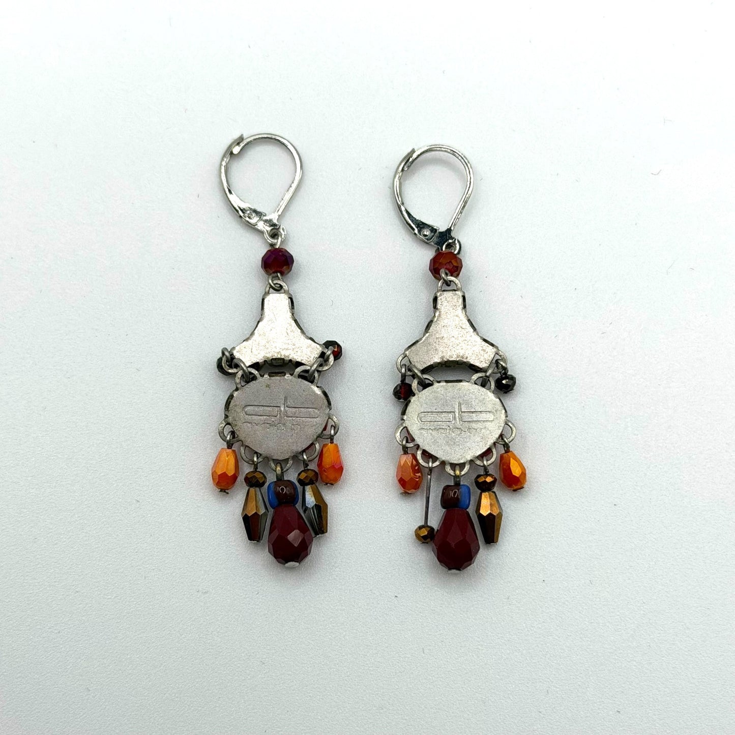 Ayla Bar Multicolor Bohemian Silver-Tone Dangle Earrings Red & Orange