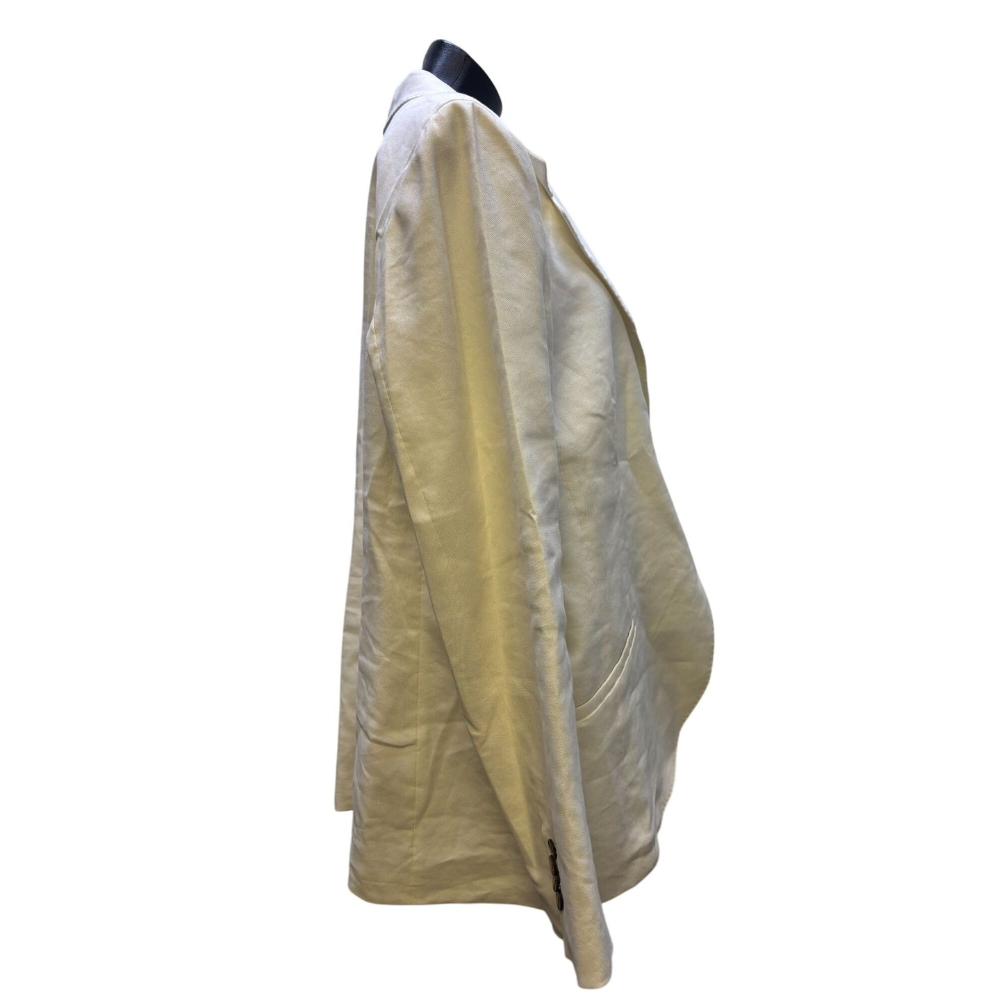 Lafayette 148 New York Womens White Cotton Linen Blazer Jacket Size 18