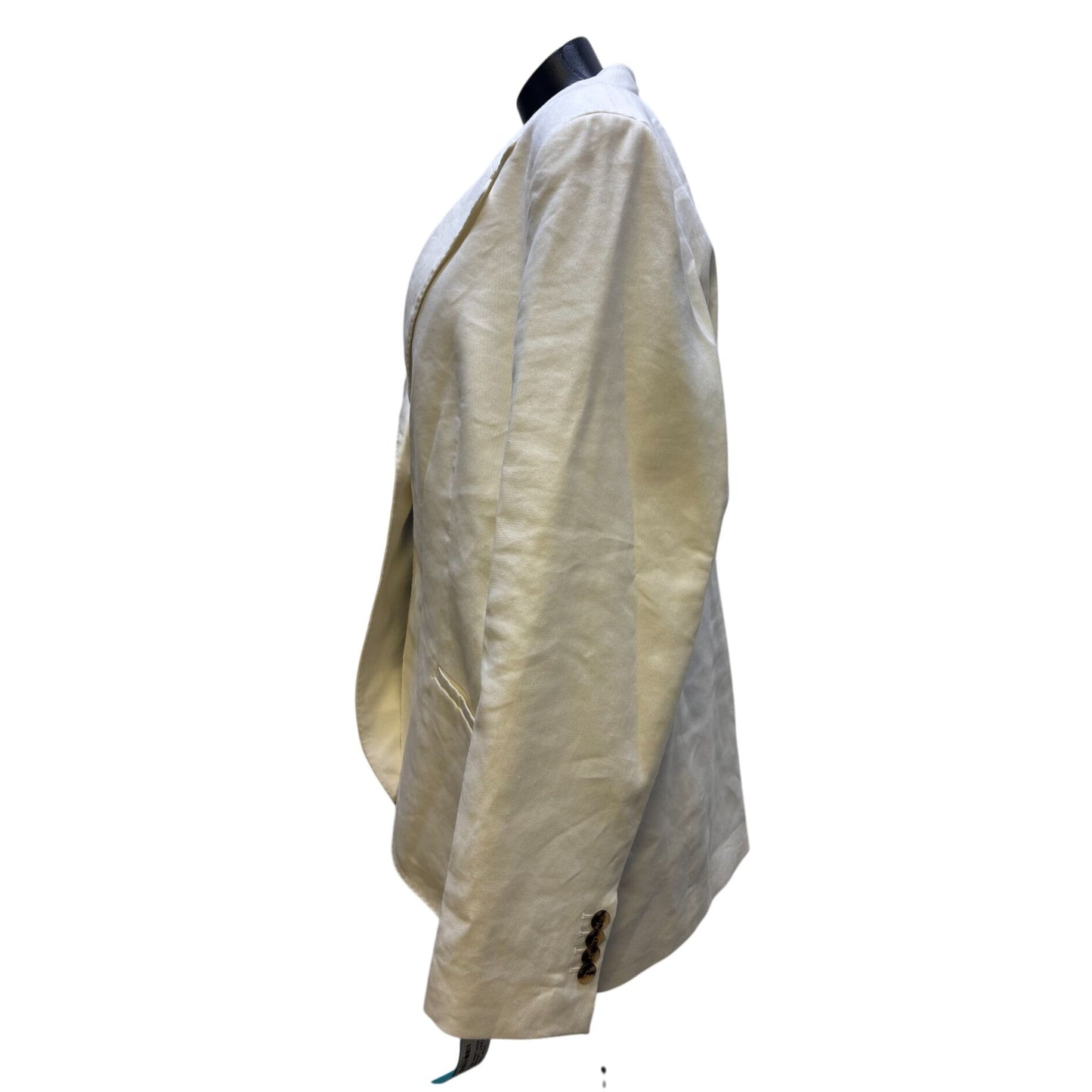 Lafayette 148 New York Womens White Cotton Linen Blazer Jacket Size 18