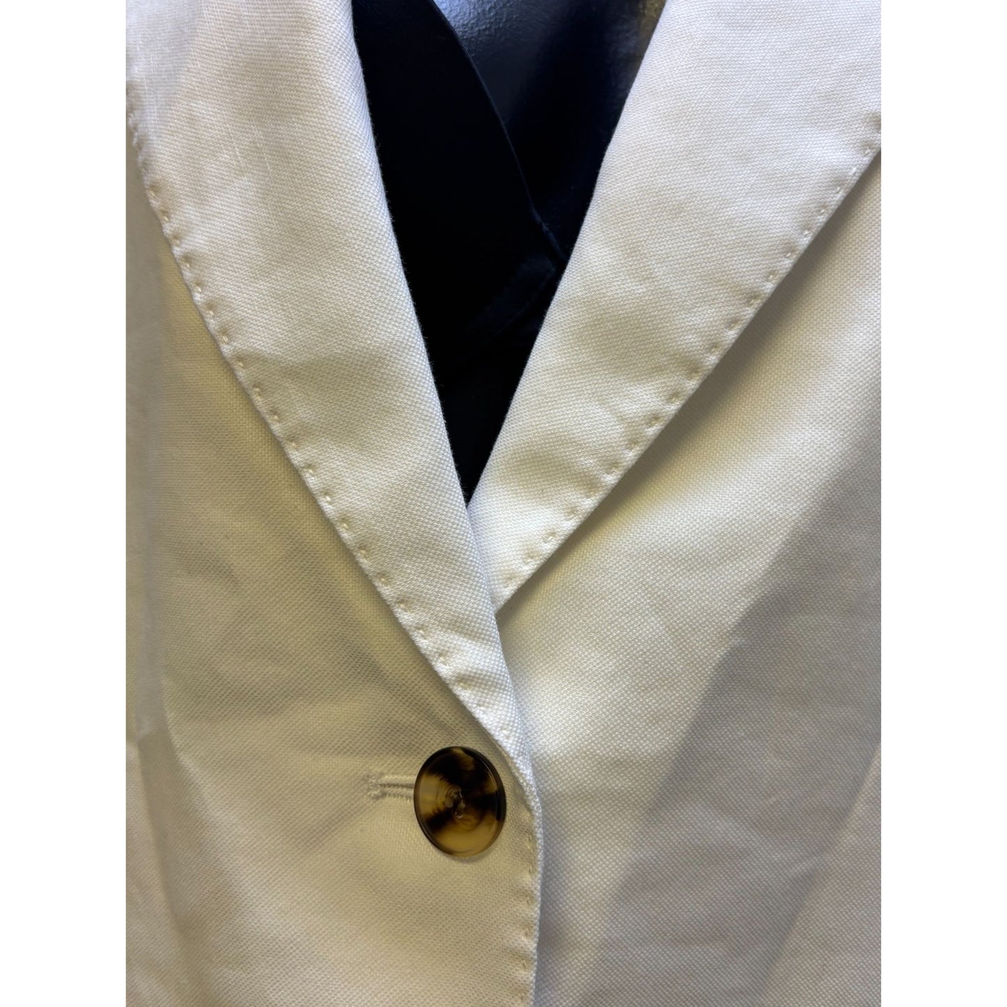 Lafayette 148 New York Womens White Cotton Linen Blazer Jacket Size 18