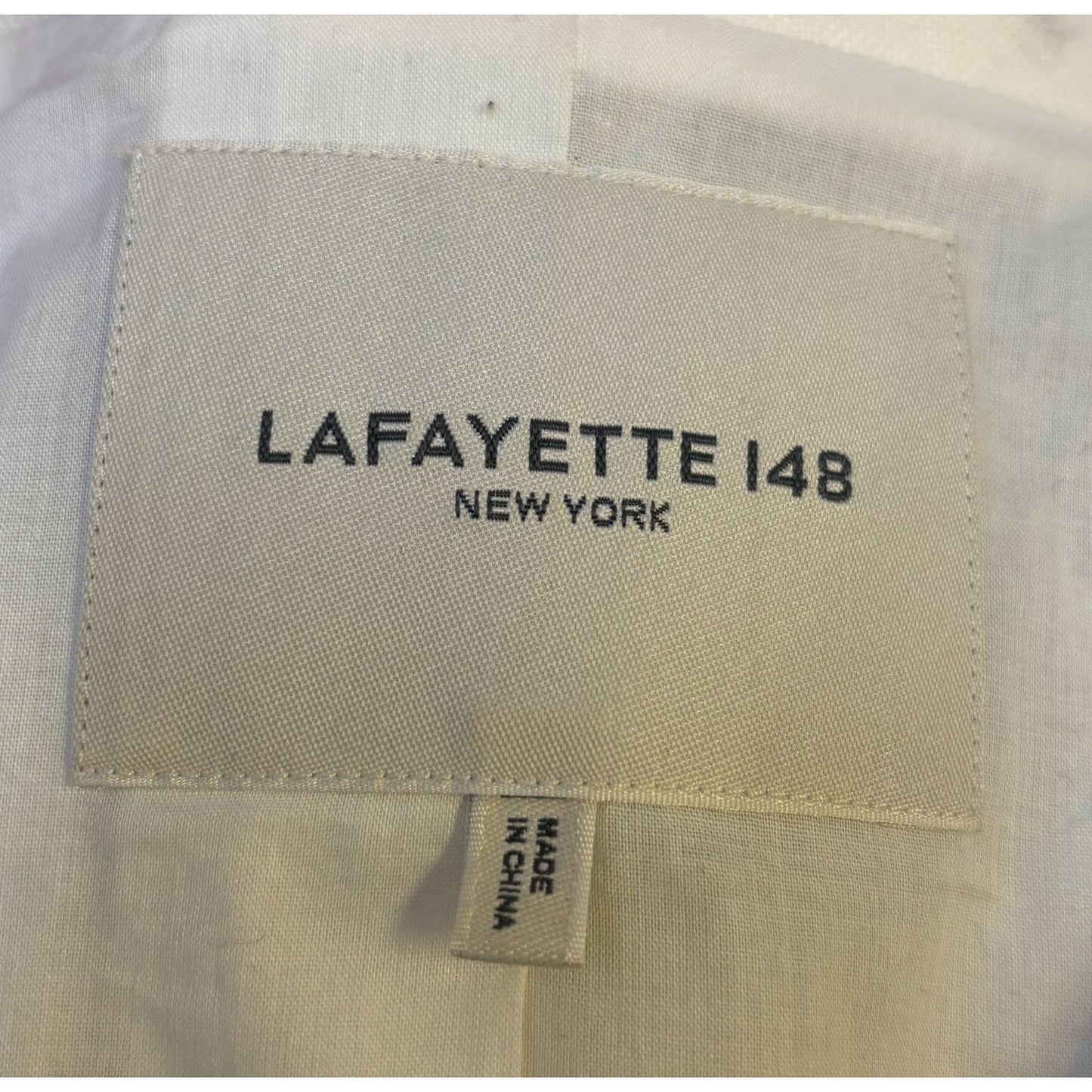 Lafayette 148 New York Womens White Cotton Linen Blazer Jacket Size 18