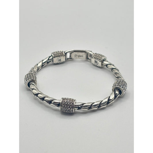 Brighton Twisted Cable Silver-Tone Bracelet Meridian Style 7 in