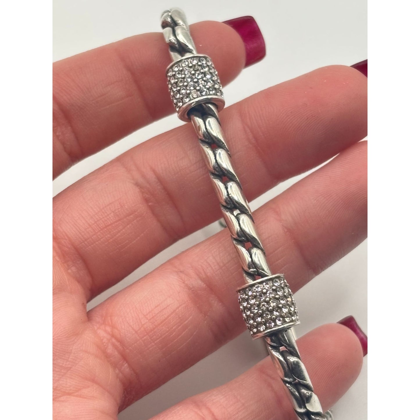 Brighton Twisted Cable Silver-Tone Bracelet Meridian Style 7 in