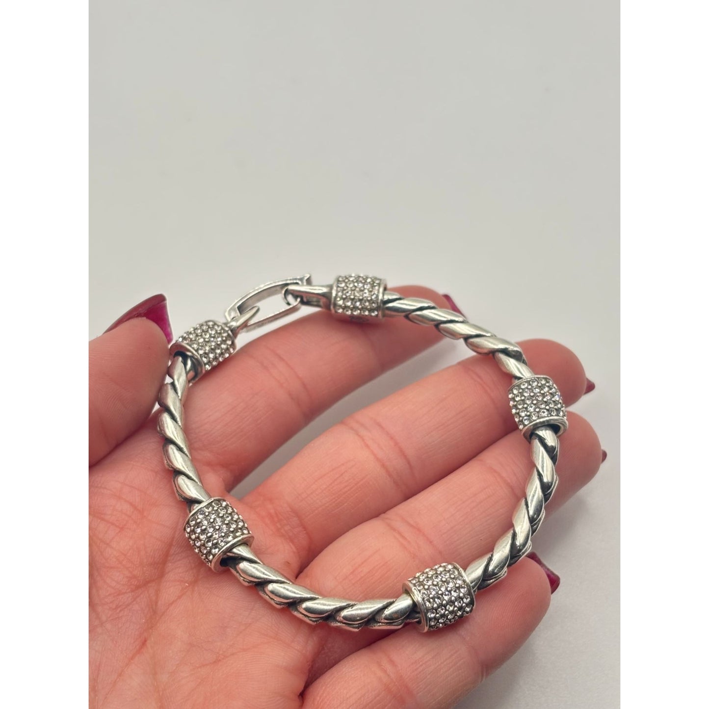 Brighton Twisted Cable Silver-Tone Bracelet Meridian Style 7 in