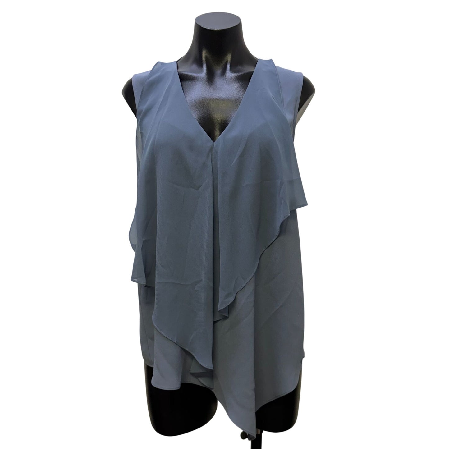 BCBG Maxazria Blue Sleeveless Blouse With Deep V Back XXS