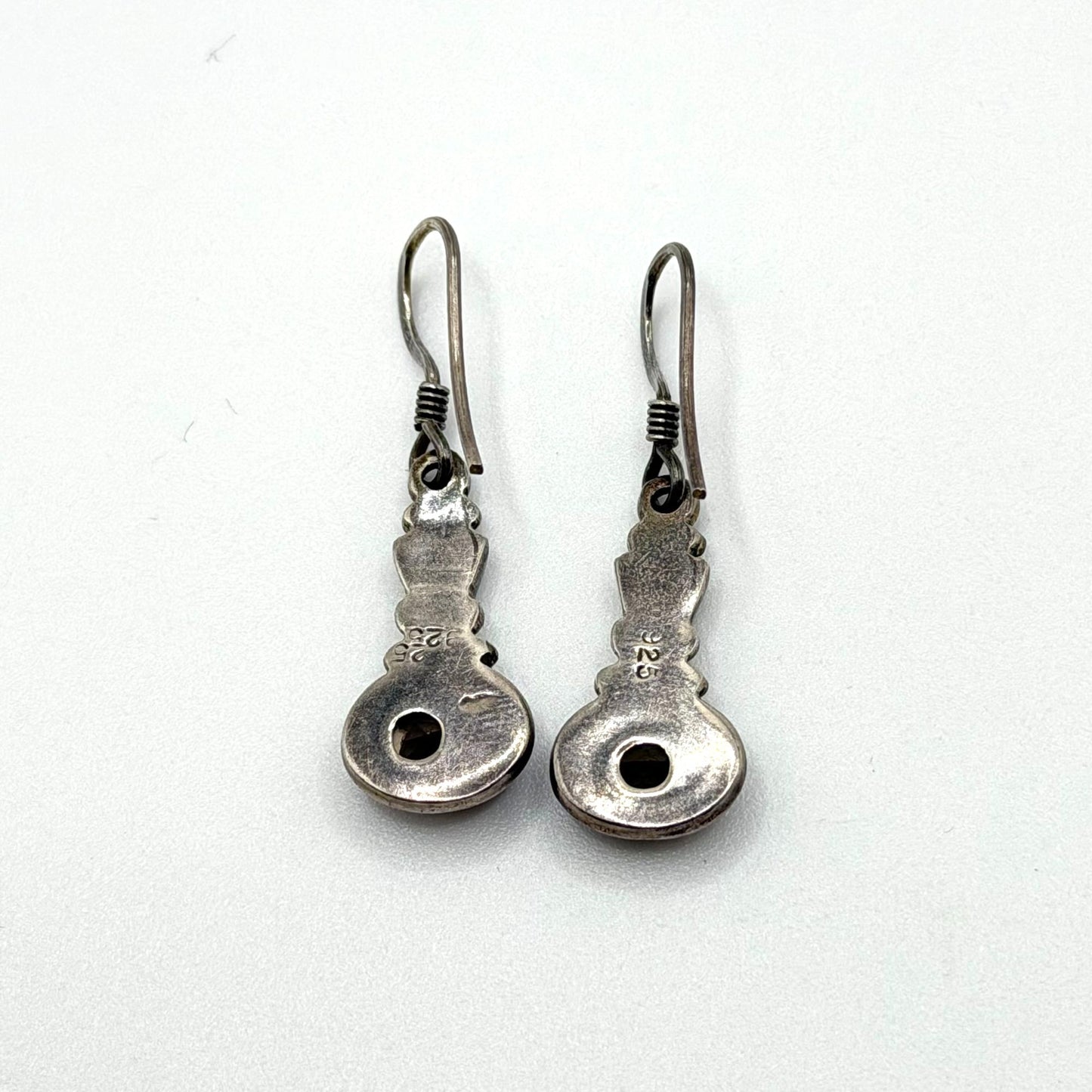 925 Sterling Silver Smoky Quartz Dangle Earrings Handmade Oval Gemstone Vintage