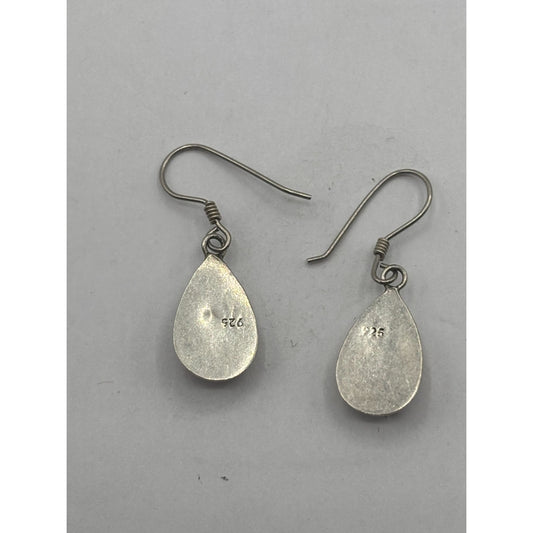 925 Sterling Silver Teardrop Earrings With Amber Stone