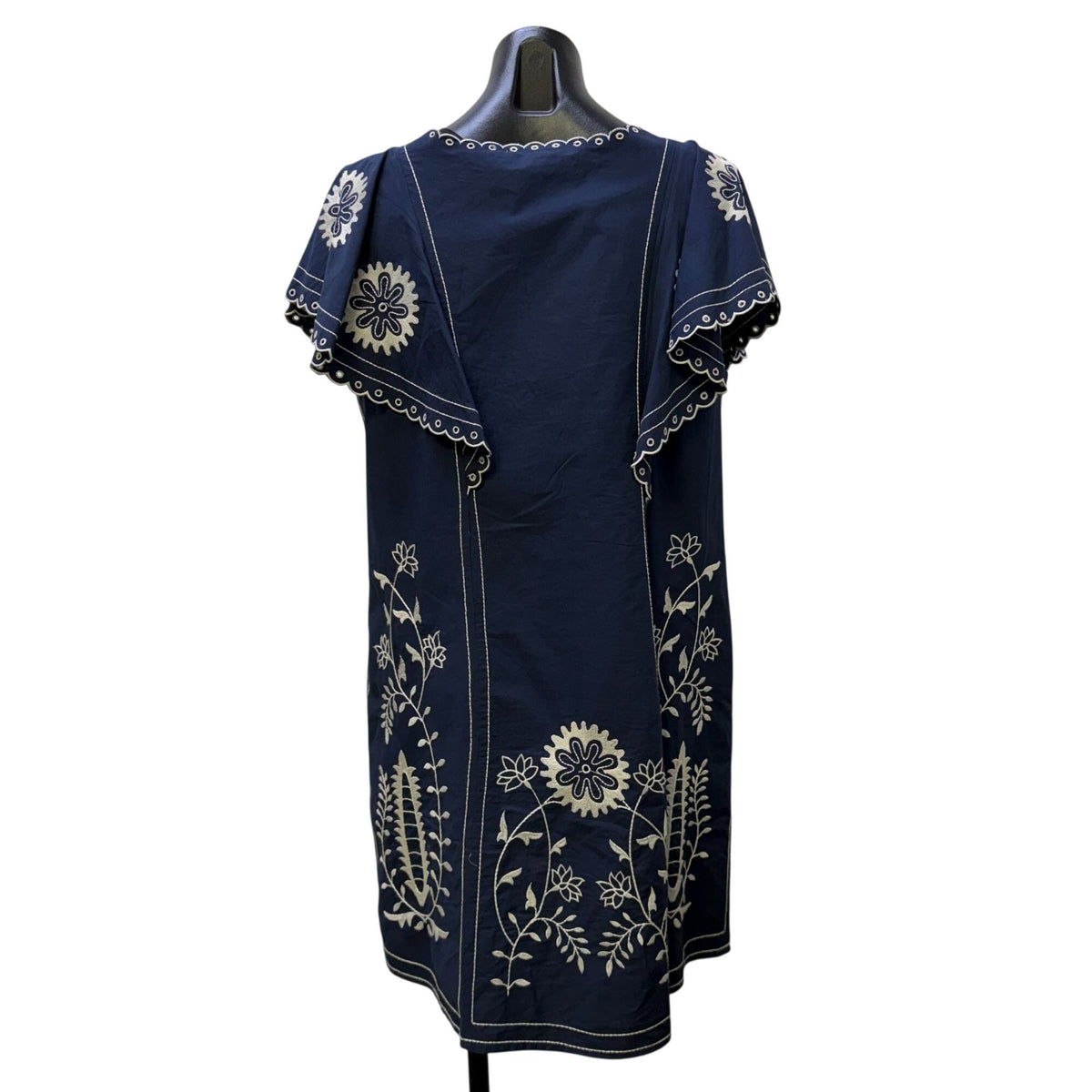 Letmebe Navy & White Embroidered Cotton Dress M