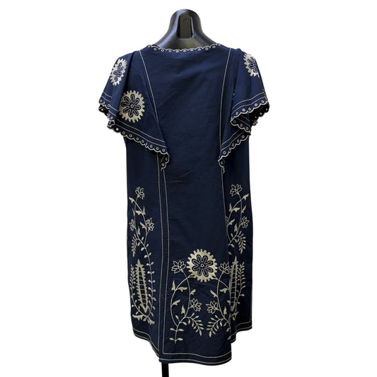 Letmebe Navy & White Embroidered Cotton Dress M