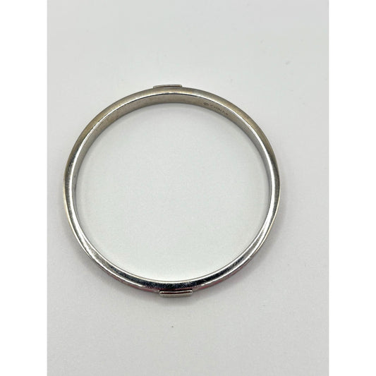 Coach Pink Enamel Signature Print Silver-Tone Bangle Bracelet