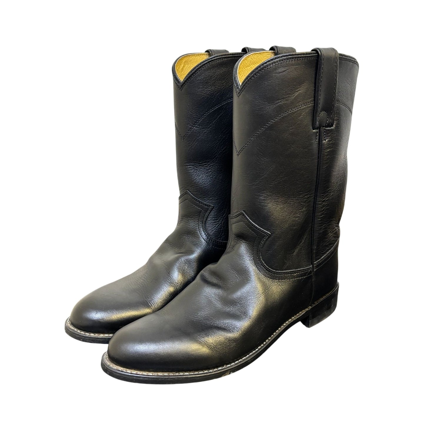 Justin Black Leather Western Boots Size 8.5