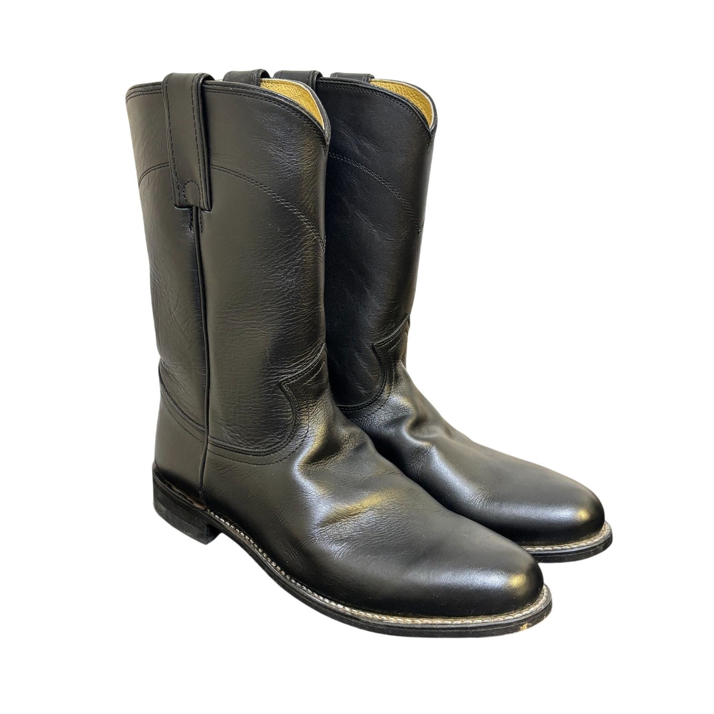 Justin Black Leather Western Boots Size 8.5