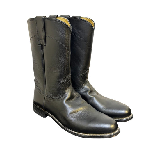 Justin Black Leather Western Boots Size 8.5