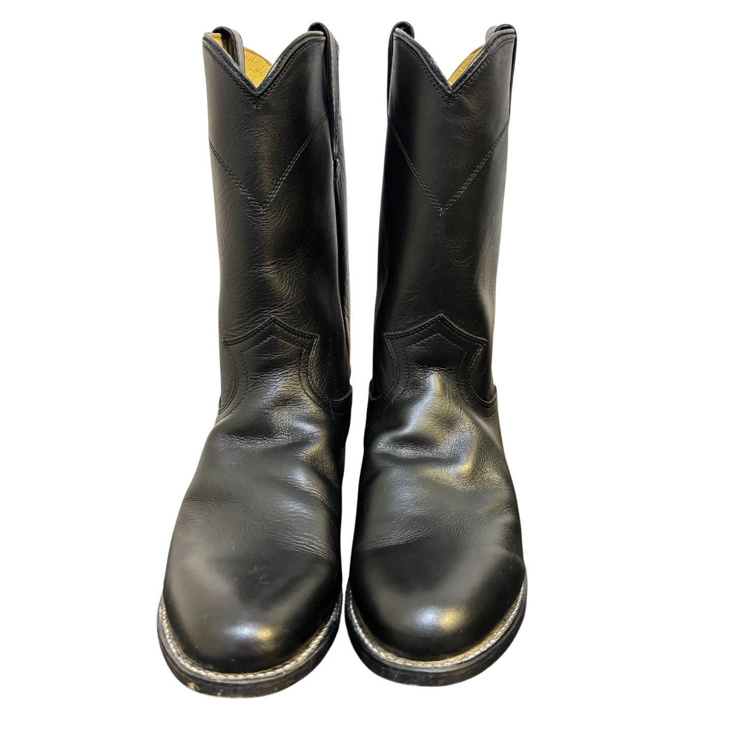 Justin Black Leather Western Boots Size 8.5