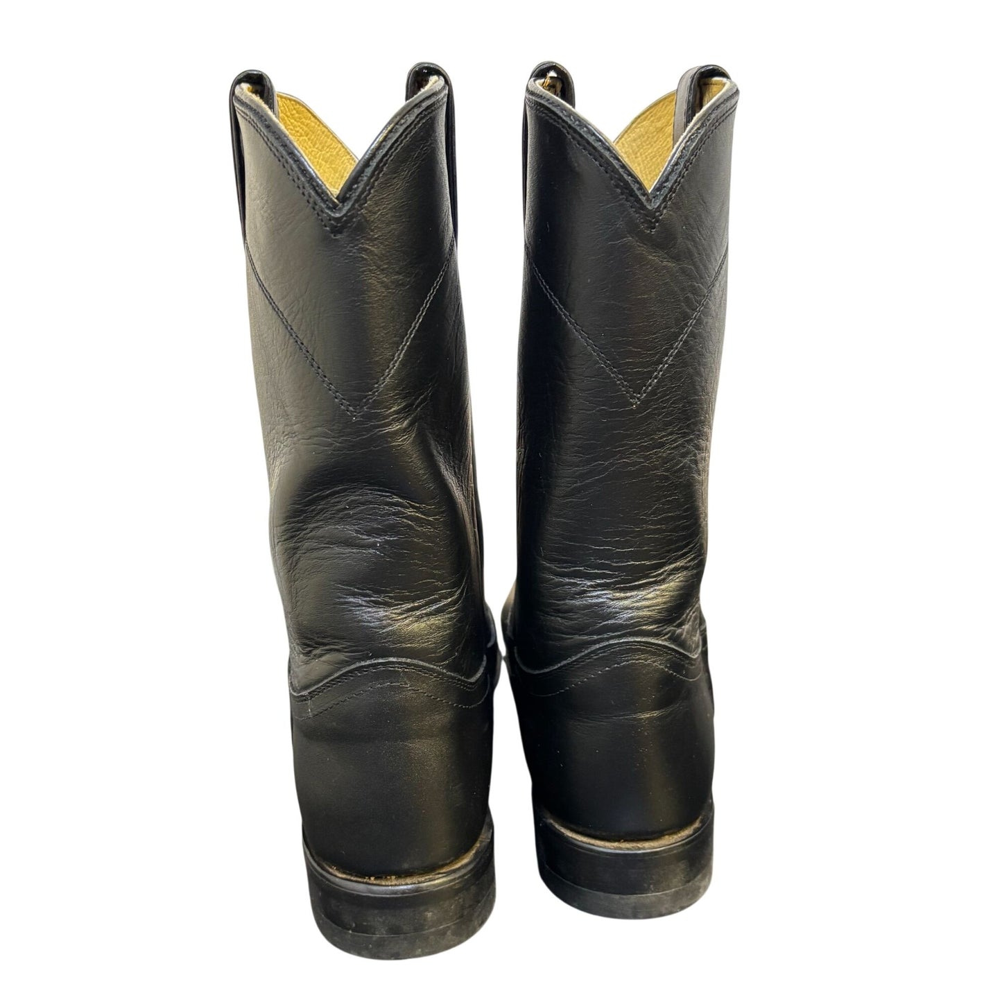 Justin Black Leather Western Boots Size 8.5